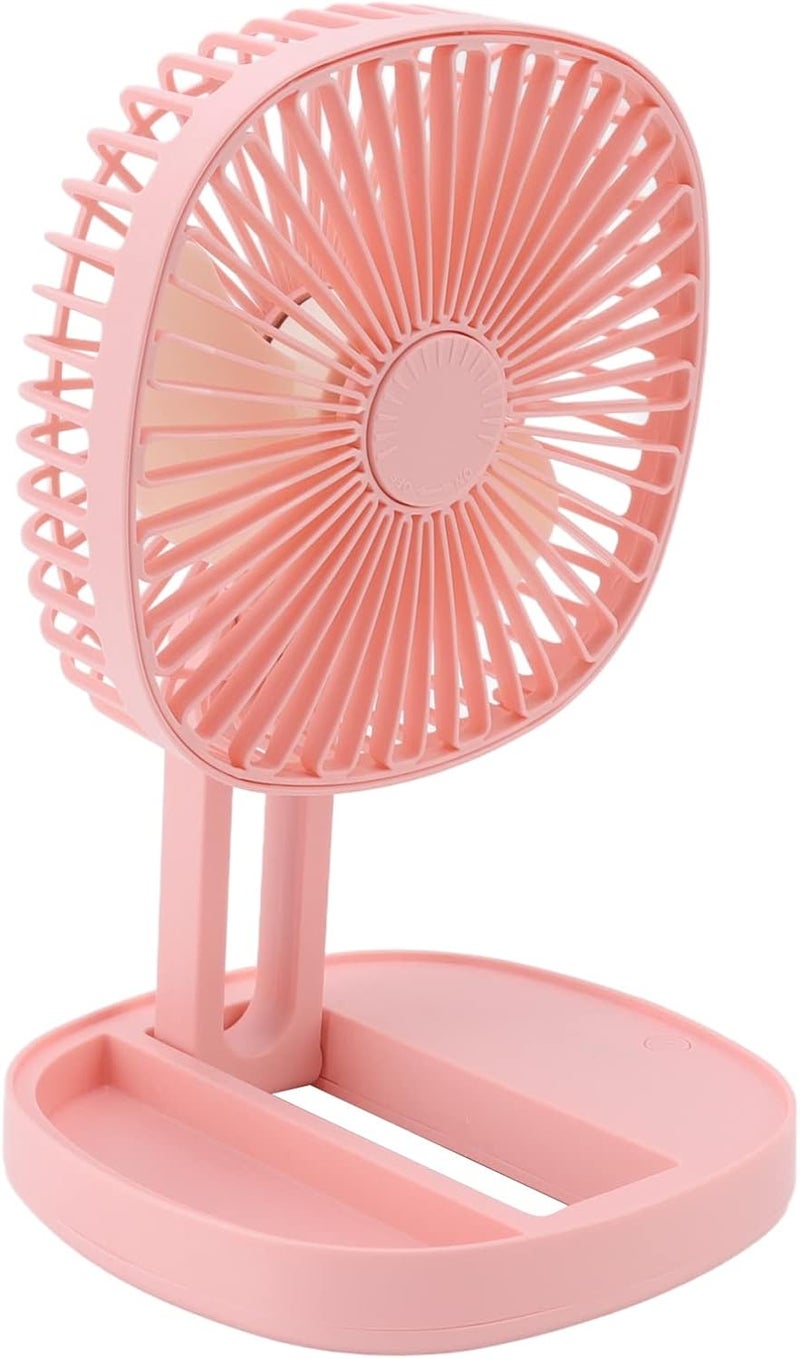 woobles Desk Fan, Long Battery Life Foldable Portable Fragrance Tank Design USB Desktop Fan for Home (Pink) - Image 1